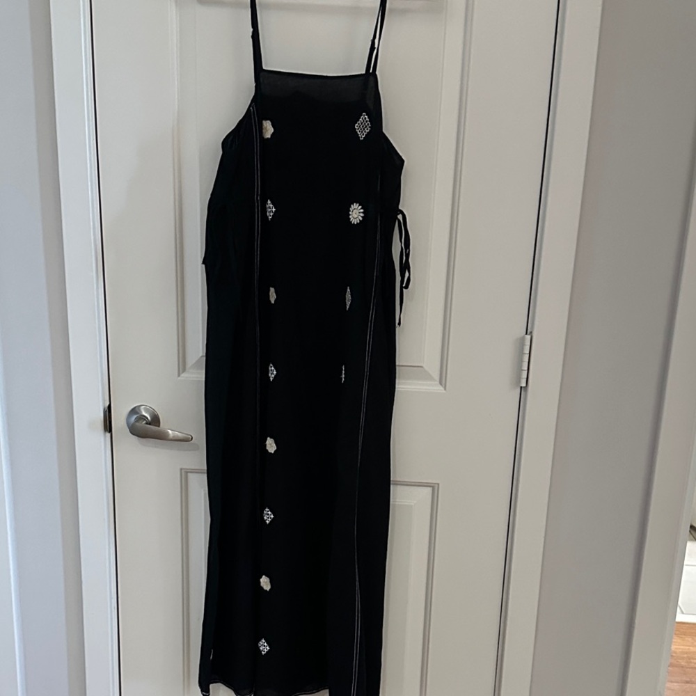 Zara Black Maxi Dress with White Accents